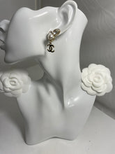 Load image into Gallery viewer, Chanel Large 2 Crystal Pearl With Gold Tone CC Drop Earrings