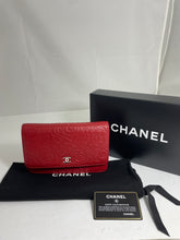 Load image into Gallery viewer, Chanel Classic Red Lambskin Limited Edition Camellia Woc Small Handbag