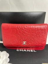 Load image into Gallery viewer, Chanel Classic Red Lambskin Limited Edition Camellia Woc Small Handbag
