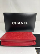 Load image into Gallery viewer, Chanel Classic Red Lambskin Limited Edition Camellia Woc Small Handbag