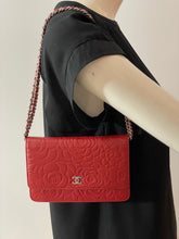 Load image into Gallery viewer, Chanel Classic Red Lambskin Limited Edition Camellia Woc Small Handbag