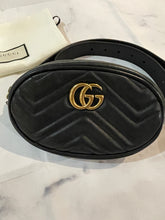 Load image into Gallery viewer, Gucci Black Marmont GG Fanny Belt Bag
