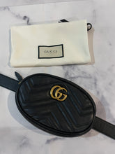 Load image into Gallery viewer, Gucci Black Marmont GG Fanny Belt Bag