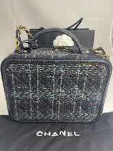 Load image into Gallery viewer, Chanel Blue Multicolor Snakeskin Filigree Medium Vanity Bag