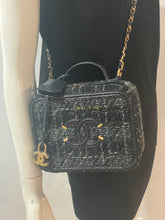 Load image into Gallery viewer, Chanel Blue Multicolor Snakeskin Filigree Medium Vanity Bag
