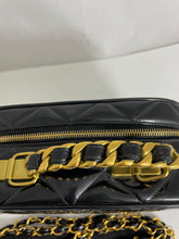 Load image into Gallery viewer, Chanel Vintage 1990s Lunch Box Black Patent Leather Handbag