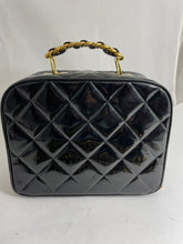 Load image into Gallery viewer, Chanel Vintage 1990s Lunch Box Black Patent Leather Handbag