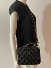 Load image into Gallery viewer, Chanel Vintage 1990s Lunch Box Black Patent Leather Handbag