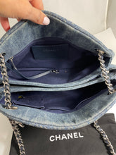 Load image into Gallery viewer, Chanel Denim Mademoiselle Camellia Bowler Crossbody Handbag