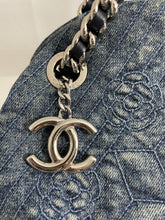Load image into Gallery viewer, Chanel Denim Mademoiselle Camellia Bowler Crossbody Handbag