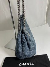 Load image into Gallery viewer, Chanel Denim Mademoiselle Camellia Bowler Crossbody Handbag