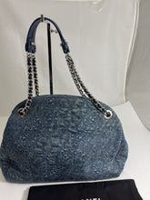 Load image into Gallery viewer, Chanel Denim Mademoiselle Camellia Bowler Crossbody Handbag