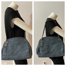Load image into Gallery viewer, Chanel Denim Mademoiselle Camellia Bowler Crossbody Handbag