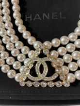 Load image into Gallery viewer, Chanel CC Crystal 5 Layer Faux PearlChoker Necklace