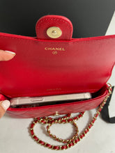 Load image into Gallery viewer, Chanel Classic Red Caviar Phone Holder Woc Small Handbag