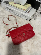 Load image into Gallery viewer, Chanel Classic Red Caviar Phone Holder Woc Small Handbag