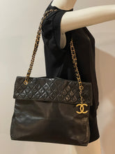 Load image into Gallery viewer, Chanel Black Leather Large Vintage Tote Handbag