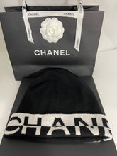 Load image into Gallery viewer, Chanel Black Cashmere With White Block Print Hat