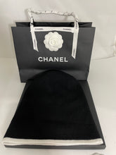 Load image into Gallery viewer, Chanel Black Cashmere With White Block Print Hat
