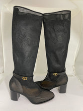 Load image into Gallery viewer, Christian Dior CD Black Empriente Mesh & Leather Boots Size 40.5