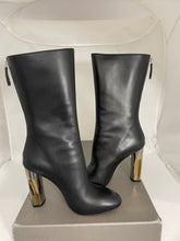 Load image into Gallery viewer, Alexander McQueen Black Leather Mirror-Heel Boots