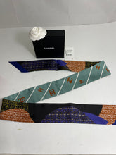 Load image into Gallery viewer, Chanel Blue Multicolor Tweed Print Twilly Scarf
