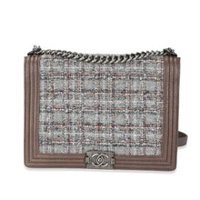 Load image into Gallery viewer, Taupe Caviar and Multicolor Tweed Large Boy Bag
