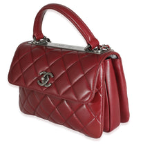 Load image into Gallery viewer, Burgundy Quilted Lambskin Small Trendy Flap Bag
