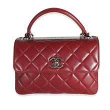 Load image into Gallery viewer, Burgundy Quilted Lambskin Small Trendy Flap Bag

