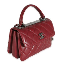 Load image into Gallery viewer, Burgundy Quilted Lambskin Small Trendy Flap Bag
