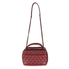 Load image into Gallery viewer, Burgundy Quilted Lambskin Medium Trendy CC Bowling Bag
