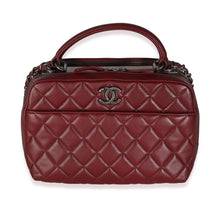 Load image into Gallery viewer, Burgundy Quilted Lambskin Medium Trendy CC Bowling Bag
