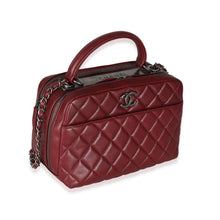 Load image into Gallery viewer, Burgundy Quilted Lambskin Medium Trendy CC Bowling Bag
