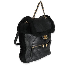 Load image into Gallery viewer, Black Quilted Shearling Paris Hamburg Small Backpack
