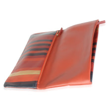 Load image into Gallery viewer, Paris Greece Black Gold Burgundy Stripe Calfskin CC Flap Clutch
