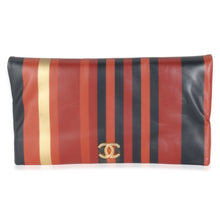 Load image into Gallery viewer, Paris Greece Black Gold Burgundy Stripe Calfskin CC Flap Clutch
