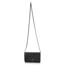 Load image into Gallery viewer, Black Quilted Lambskin Classic Wallet On Chain
