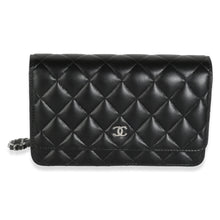 Load image into Gallery viewer, Black Quilted Lambskin Classic Wallet On Chain
