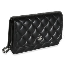 Load image into Gallery viewer, Black Quilted Lambskin Classic Wallet On Chain
