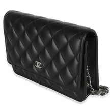 Load image into Gallery viewer, Black Quilted Lambskin Classic Wallet On Chain
