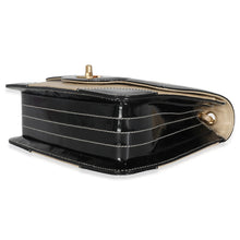 Load image into Gallery viewer, Vintage Beige Lambskin Black Patent Square Quilt Frame Flap Bag
