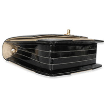 Load image into Gallery viewer, Vintage Beige Lambskin Black Patent Square Quilt Frame Flap Bag
