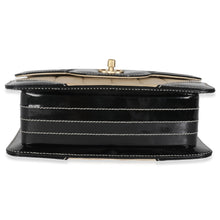 Load image into Gallery viewer, Vintage Beige Lambskin Black Patent Square Quilt Frame Flap Bag
