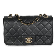 Load image into Gallery viewer, Black Quilted Lambskin Mini Rectangular Flap Bag
