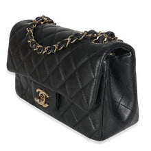 Load image into Gallery viewer, Black Quilted Lambskin Mini Rectangular Flap Bag
