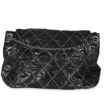 Load image into Gallery viewer, Black Calfskin Double Stitch Accordion Flap Bag
