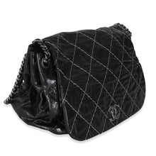 Load image into Gallery viewer, Black Calfskin Double Stitch Accordion Flap Bag
