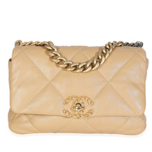 Load image into Gallery viewer, Beige Quilted Lambskin Chanel 19 Flap Bag
