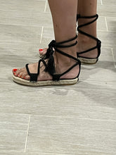 Load image into Gallery viewer, Dior Black Rope Wrap-Around Espadrille Sandals
