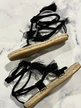 Load image into Gallery viewer, Dior Black Rope Wrap-Around Espadrille Sandals
